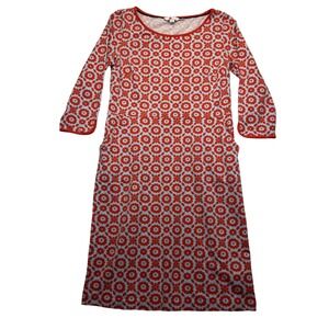 Boden Jersey Dress Women US 8R UK 12R Floral 3 4 Sleeve Pockets Red Blue